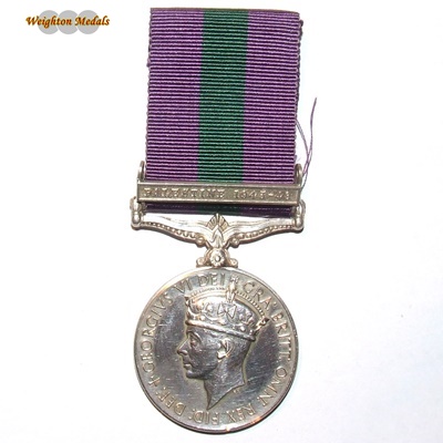 General Service Medal - Palestine Clasp - Pte. J Clements